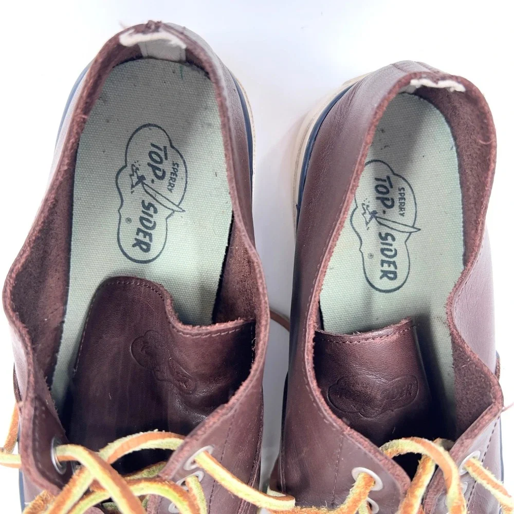 Sperry Mens CVO Deck Shoe Brown Leather Low Top Sneaker Preppy Nautical 9.5 M